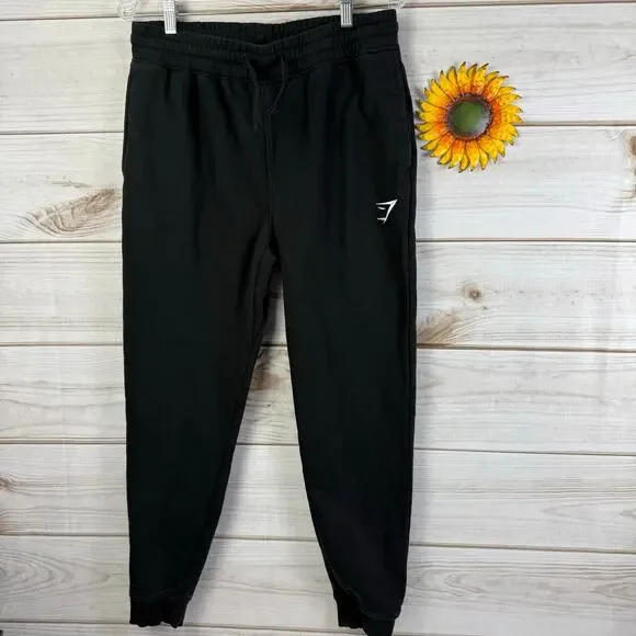 Gymshark Black Crest Joggers Sweatpants Size M - Picture 2 of 8